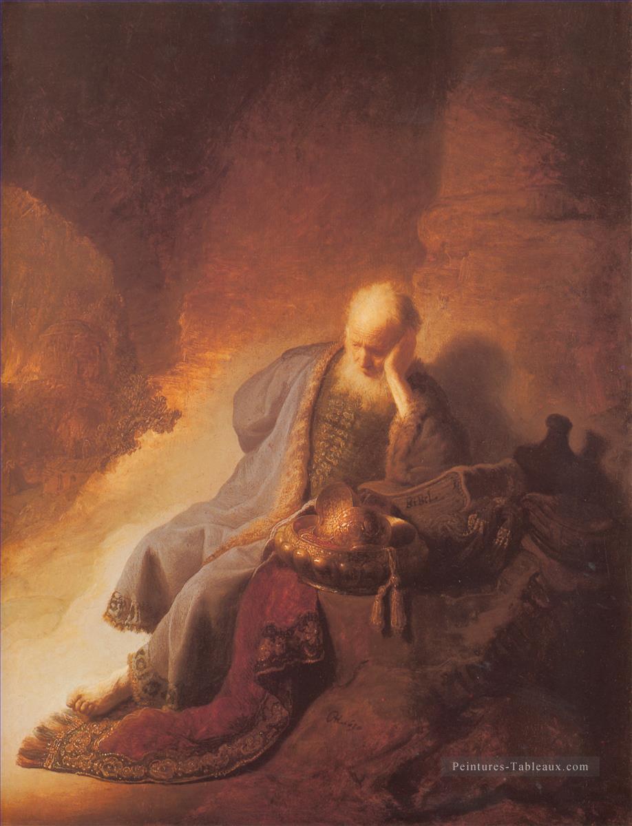 Jeremais Lamentation de la Destruction de Jérusalem portrait de Rembrandt Peintures à l'huile